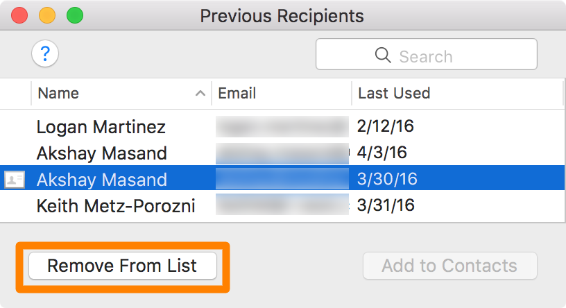 Mac Mail App End List